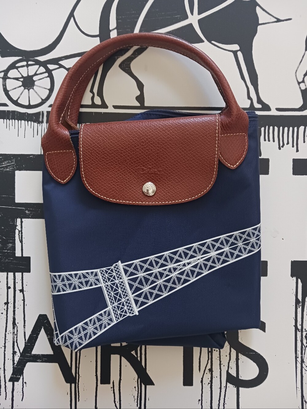 Longchamp Eiffel Tower Blue/ Brown Travel Bag - Picture 13 of 16
